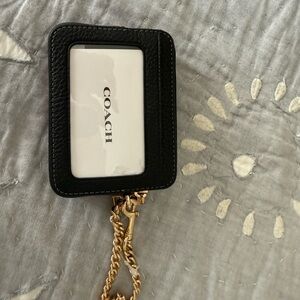 Coach Black Card Holder wallet  with Gold Chain Accent. New with tags. Not used